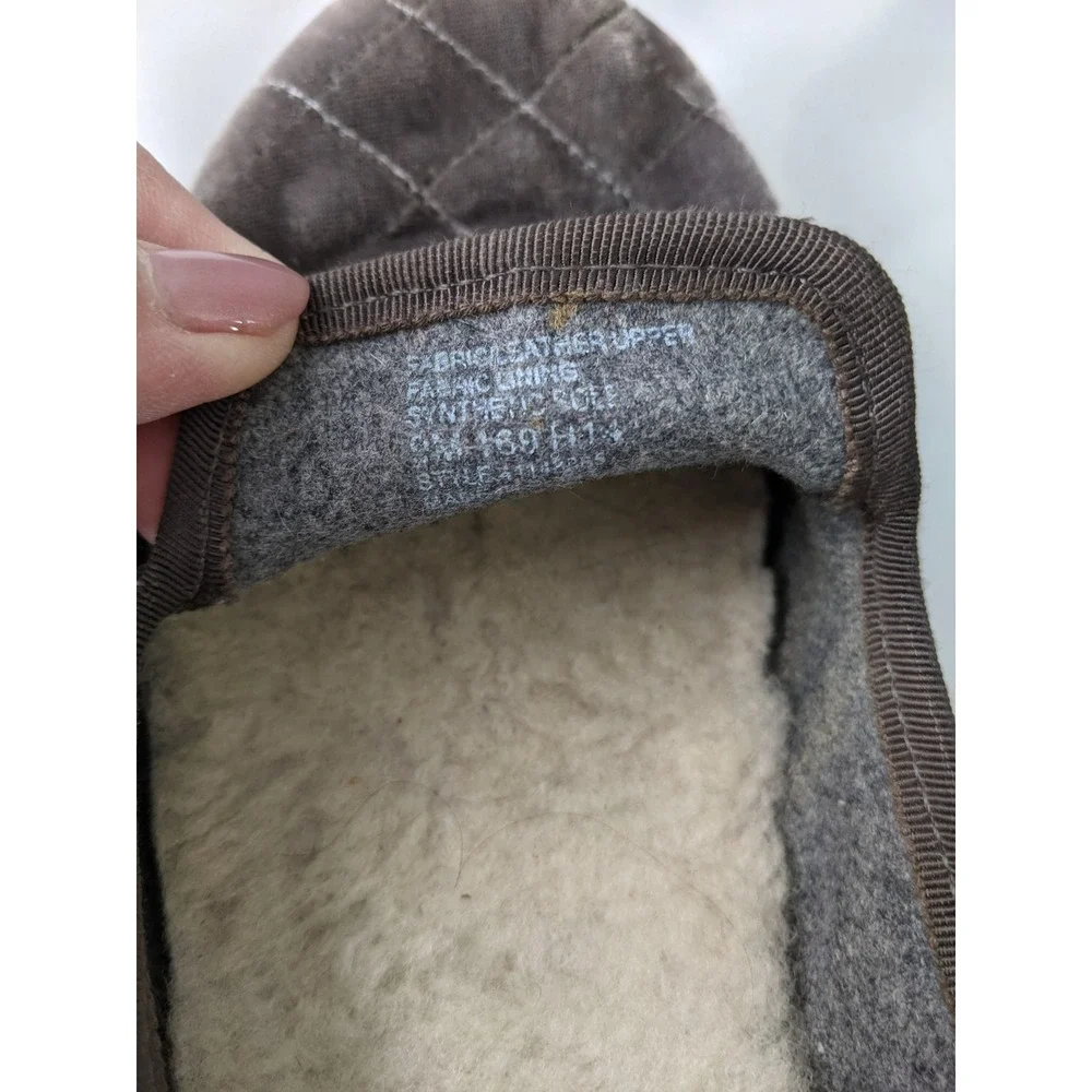 Tory Burch Womens Charcoal Grey Quilted Velvet Faux Shearling Slippers Size 9